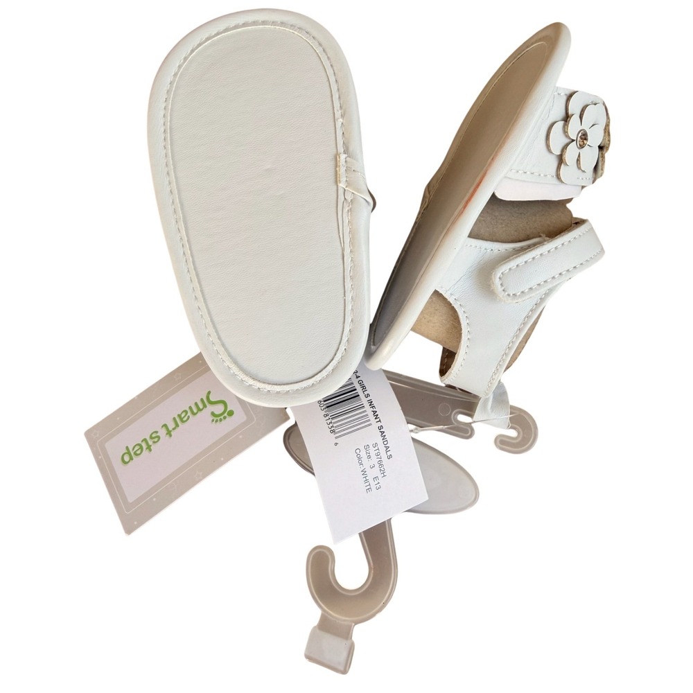 Josmo Infant Baby Girl Size 2-4 Dress Sandals Soft Sole Butterfly & Bow White - Picture 10 of 13